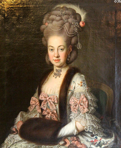 Portrait of Maria Ana Clara Tucher (born Peller) (1777) by Georg Anton Abraham Urlaubat Tucher Mansion Museum. Nuremberg, Germany.