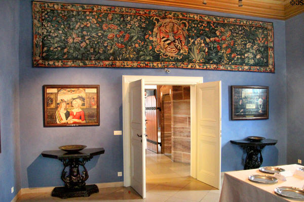Tapestry (1545) plus painting at Tucher Mansion Museum. Nuremberg, Germany.