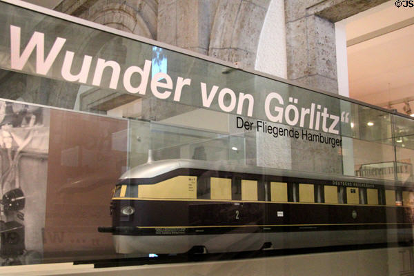 Model of Der Fliegende Hamburger train (1932) at Nuremberg Transport Museum. Nuremberg, Germany.