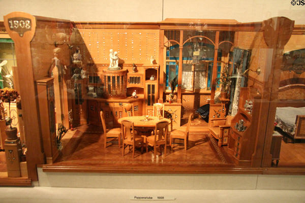 Period doll house representing 1908 at City Toy Museum. Nuremberg, Germany.