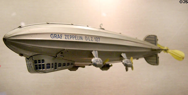 Model of airship Graf Zeppelin (c1930) at City Toy Museum. Nuremberg, Germany.