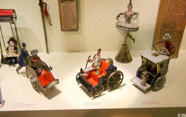 Unusual toy vehicles (1890s-early 1900s) at City Toy Museum. Nuremberg, Germany.