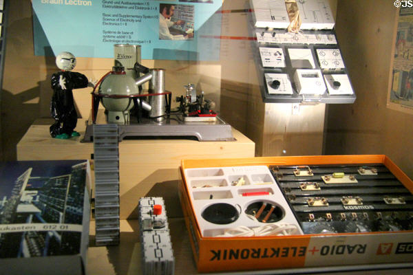 German toy radio & electricity science sets at City Toy Museum. Nuremberg, Germany.