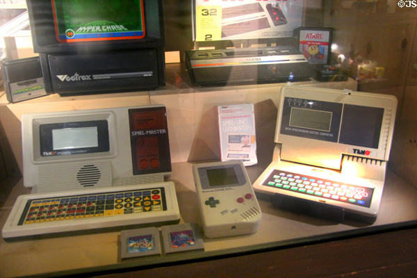 Early child computers & game consoles at City Toy Museum. Nuremberg, Germany.