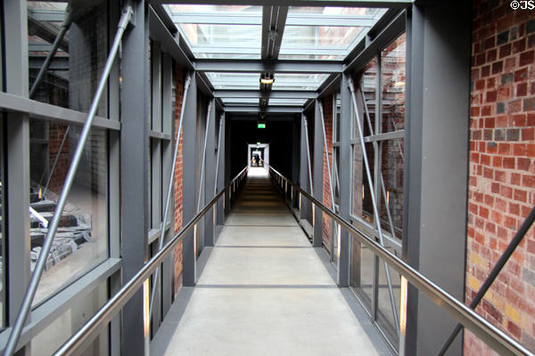 Passage leading into exhibits at Documentation Centre Nazi Party Rally Grounds. Nuremberg, Germany.