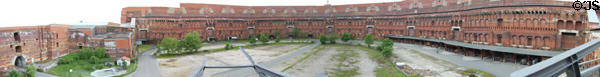 Panorama of courtyard unfinished Nazi Congress Hall at Documentation Centre Nazi Party Rally Grounds. Nuremberg, Germany.