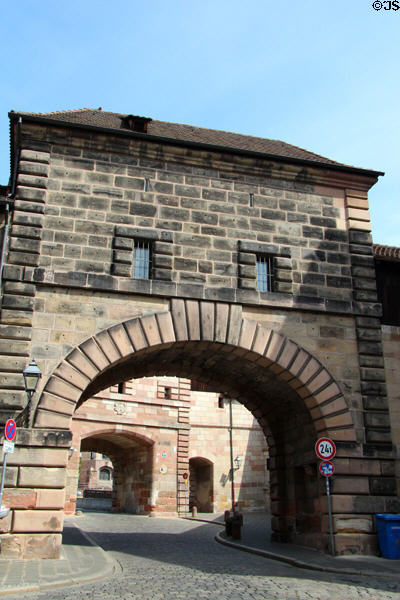 Two arches beside Neutorturm. Nuremberg, Germany.