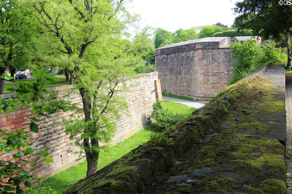 Moat along western city wall. Nuremberg, Germany.