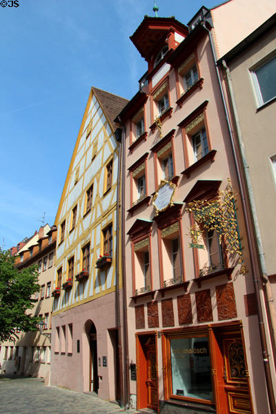 Heritage buildings on Weißgerbergasse. Nuremberg, Germany.