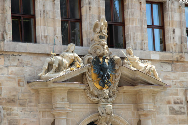 Central portal of Nürnberg Old Town Hall. Nuremberg, Germany.