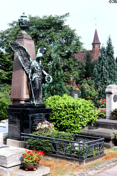 Memorial angel in cemetery. Nuremberg, Germany.