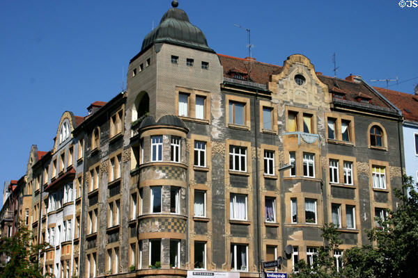 Art Nouveau building (1905) at corner Krelingstraße & Meuschelstraße. Nuremberg, Germany.