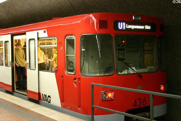Nuremberg U-Bahn subway train. Nuremberg, Germany.