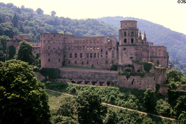 Ruins of Heidelberg Castle on Königstuhl Hill. Heidelberg, Germany.