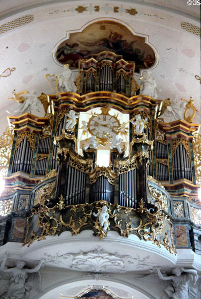 Ornate late rococo style organ in Sankt Peter church. Sankt Peter, Germany.