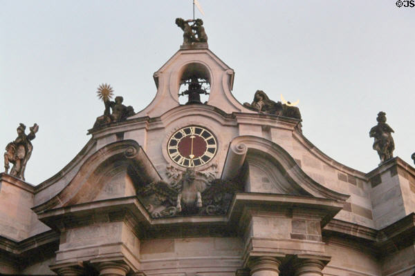 Roofline detail of Pommersfelden Castle. Pommersfelden, Germany.