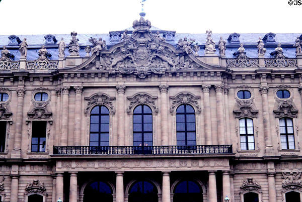 Entrance to Würzburg Residenz (1720-44) which belonged to Counts of Schöenborn. Würzburg, Germany. Style: Baroque. Architect: Balthazar Neumann et al.