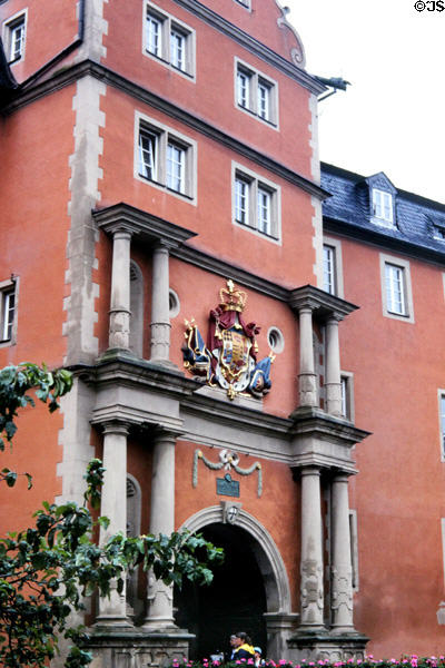 Coat of Arms over entrance to Castle of Teutonic Order. Bad Mergentheim, Germany.