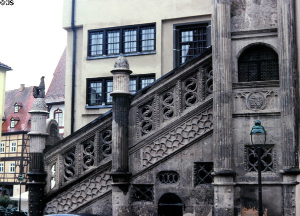 Renaissance staircase on Rathaus (city hall). Nördlingen, Germany.