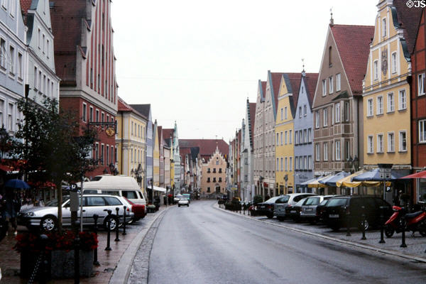 Gabled houses on Reichstrasse, once part of the Imperial route between Augsburg & Nuremberg. Donauwörth, Germany.