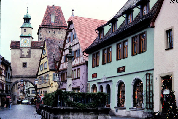 Looking west on Rödergasse. Rothenburg ob der Tauber, Germany.