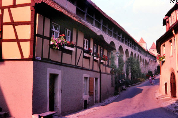 Roofed city walls (13th & 14thC). Rothenburg ob der Tauber, Germany.