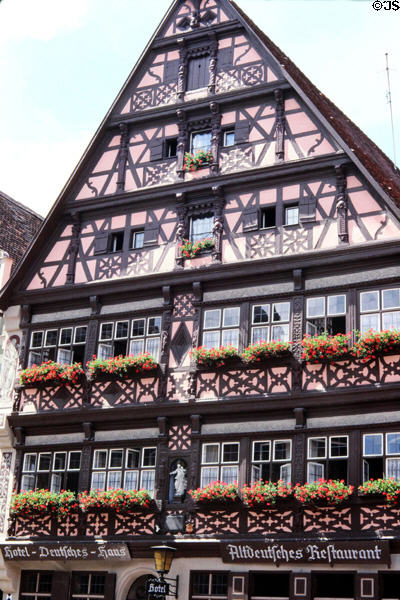 Deutsches Haus , half timbered building with Renaissance facade, in historic center at Weinmarkt 3. Dinkelsbühl, Germany.