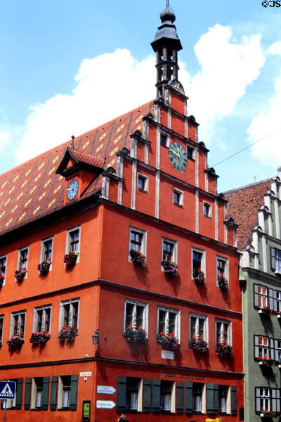 Gustav-Adolf historic building occupied briefly in 1632 by Swedish King Gustavus Adolphus during Thirty Years War in historic town center. Dinkelsbühl, Germany.