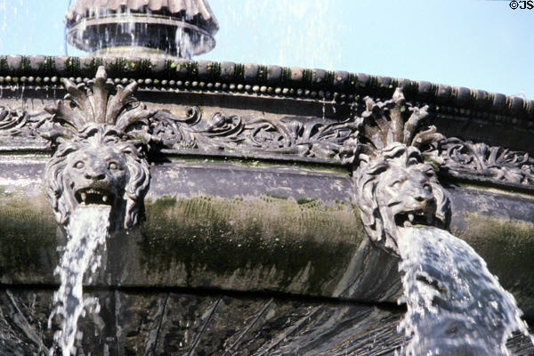 Carving details on fountain on Schlossplatz. Stuttgart, Germany.