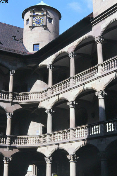 Renaissance courtyard of Altes Schloss (Old Castle). Stuttgart, Germany.