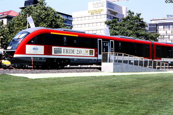Modern train on exhibit. Stuttgart, Germany.