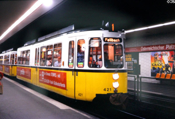 U-bahn in Österreichischer Platz station. Stuttgart, Germany.