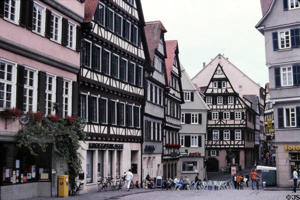 Traditional half-timbered buildings on market square. Tübingen, Germany.