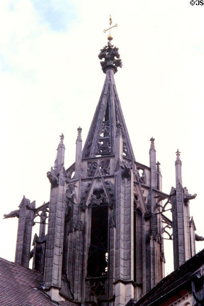 Roof turret (1407-09), known for its Gothic filigree stonemasonry, by Brother George from Salem Abbey, at Bebenhausen Abbey. Germany.