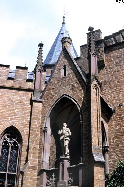 Statue on pedestal at Hohenzollern Castle. Germany.