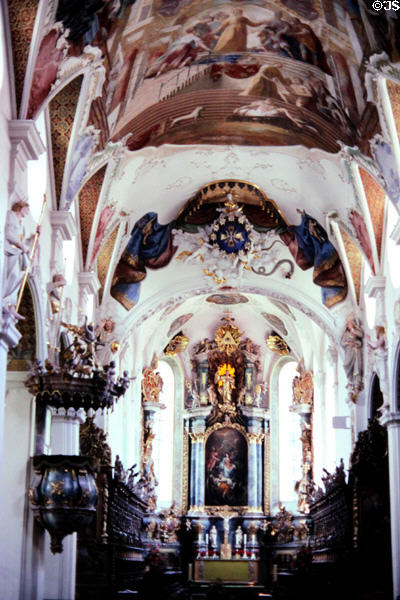 St Magnus Abbey Church interior (remodeled Baroque style (1748)). Bad Schussenried, Germany.