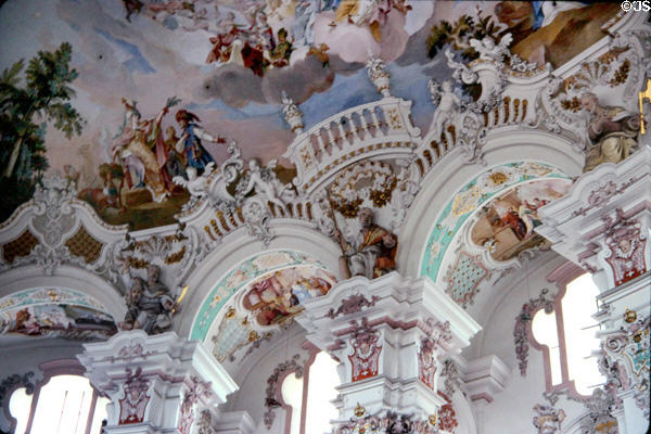 Steinhausen Pilgrimage Church ceiling. Steinhausen, Germany.