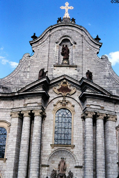 Entrance to Zwiefalten Abbey church with Virgin & Child statue in upper niche. Zwiefalten, Germany.