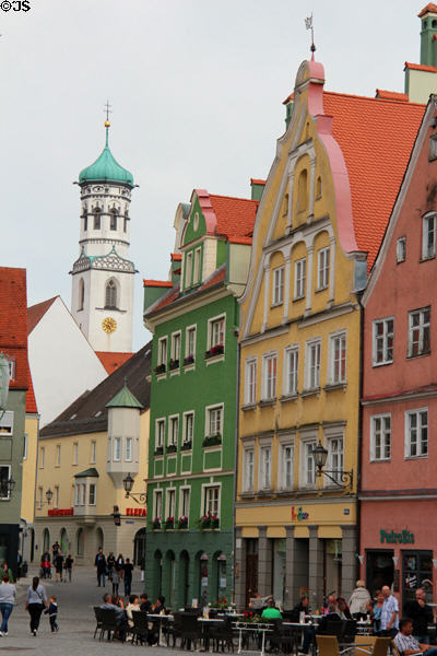 Kreuzherrn monastery tower seen from Marktplatz. Memmingen, Germany.