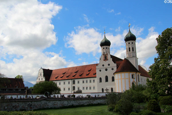 Benediktbeuern Abbey, located in town of same name, is oldest abbey in upper Bavaria, originally dating from 739 but badly damaged & rebuilt several times over the centuries. Germany.