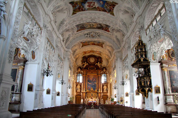 Interior of St Benedict church at Benediktbeuern Abbey. Germany.
