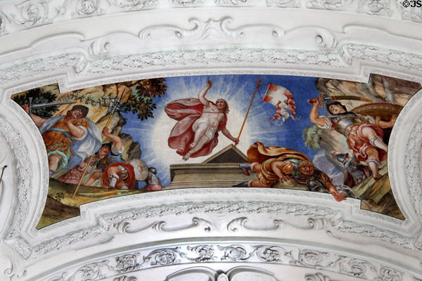 Ceiling painting in St Benedict church at Benediktbeuern Abbey. Germany.