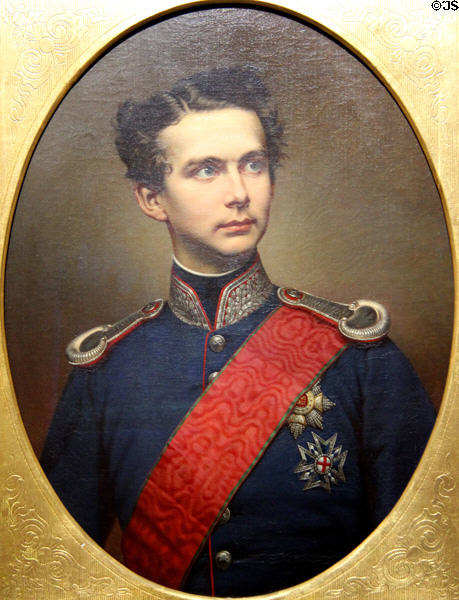 King Ludwig II portrait (1864) by Wilhelm Tauber at King Ludwig II Museum. Chiemsee, Germany.