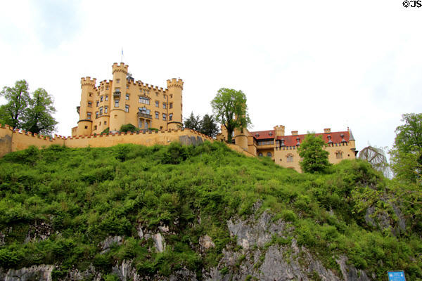 Hohenschwangau Castle (1837 after rebuilding) built by King Maximilian II of Bavaria & childhood home of Louis II, aka "mad king Ludwig" of Bavaria who often spent time there as an adult. Füssen, Germany. Style: Gothic Revival. Architect: Domenic Quaglio the Younger & Georg Friedrich Ziebland.