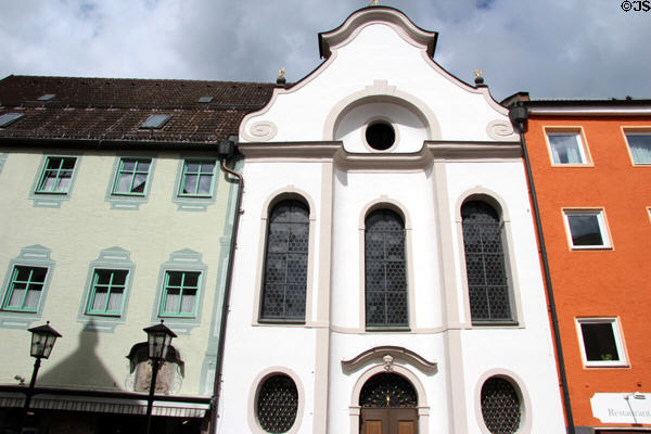 Baroque facade of Krippkirche St Nikolaus of Myra (1717). Füssen, Germany.