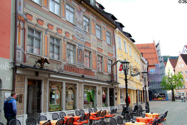 Ornate metal work on Stadt-Apotheke on Reichenstrasse 12. Füssen, Germany.