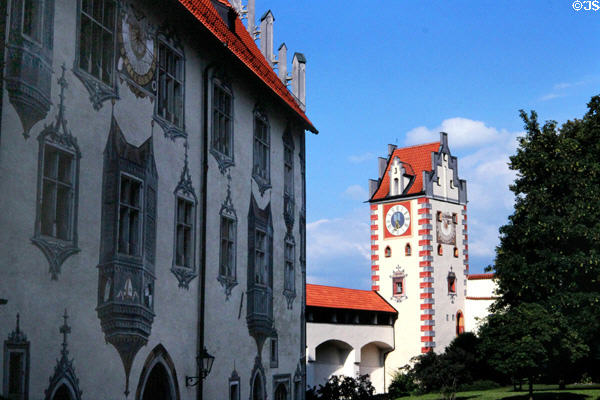 Hohes Schloss (reconstructed 1489-1504), now serves as a branch gallery of the Bavarian State Painting Collections as well as the City Gallery. Füssen, Germany.