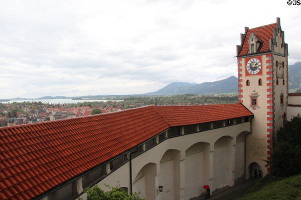 View from tower of Hohes Schloss zu Füssen. Füssen, Germany.
