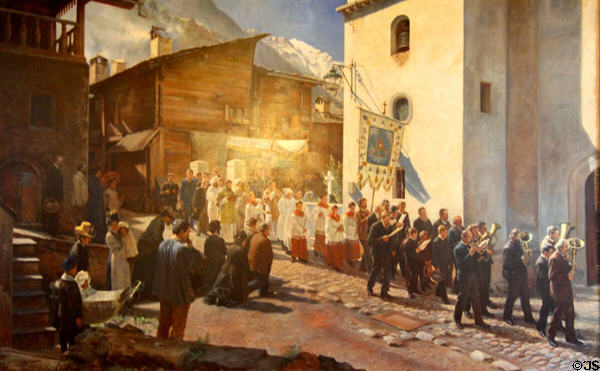 Procession in Kanto Wallis painting (1908) in State Gallery at Hohes Schloss zu Füssen. Füssen, Germany.