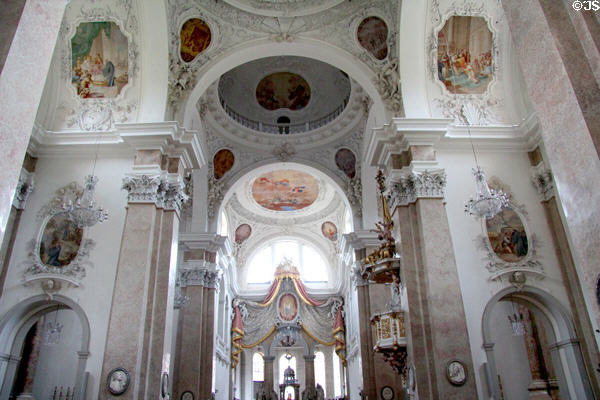 Nave of Basilica St Mang. Füssen, Germany.